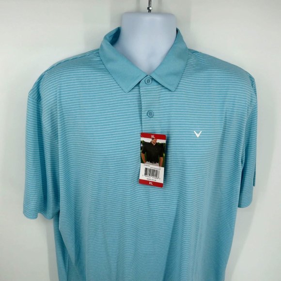 Callaway Mens XL Petit Four Heather Polo Shirt Blue Striped NWT $70 - Picture 3 of 5
